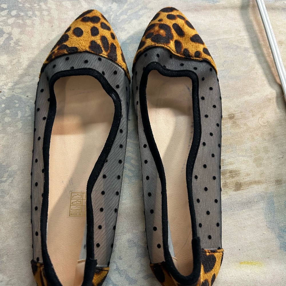 SHEIN Leopard Print and Mesh Flats